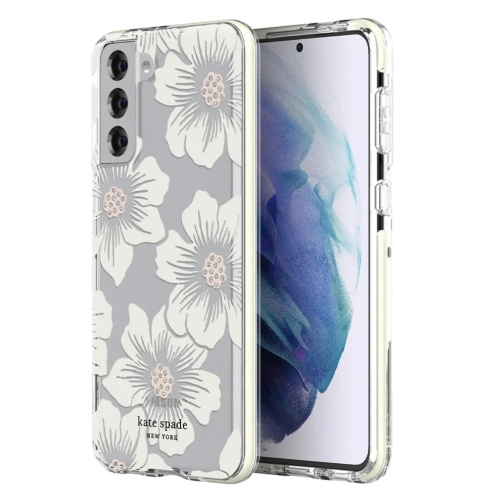 Kate Spade Hollyhock Floral Protective Clear Hardshell Case for Galaxy S21 + 5G